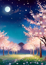 Beautiful night cherry blossoms#1832