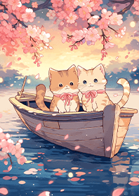⭐划船的恩愛貓咪情侶❤️