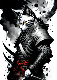 Ink wash cat samurai E36Fd8