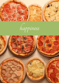 Delicious pizza on moss green JP