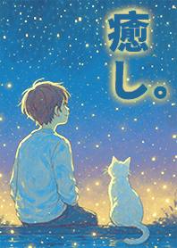 Boy and Cat Gazing at the Stars 1O