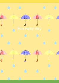 Umbrella and raindrops2 on yellow