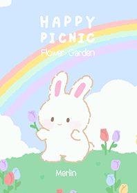 Happy picnic flower garden