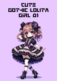 Gothic Lolita Girl in Pixels 01