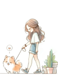 เด็กหญิงน่ารักและลูกหมาตัวน้อย V.9