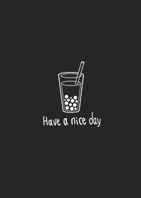 泡泡珍珠奶茶 簡約線條＃黑色