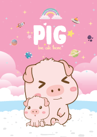 เจ้าหมูน้อย ริมทะเล สีชมพูน่ารัก