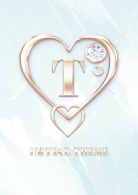 【 T 】 Heart Charm & Initial - Blue 2