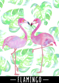 Adult watercolor painting:Flamingo