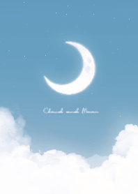 Cloud & Crescent Moon  - Blue 02