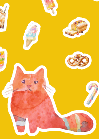 Sweets and cat yellow