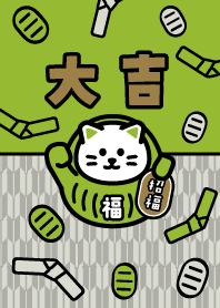 Lucky CAT inside Daruma/Green tea color