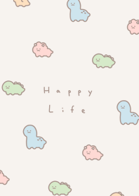 Smile Dinosaurs(pattern)/beige + white.