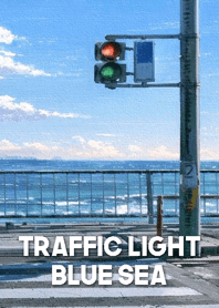 Traffic light blue sea