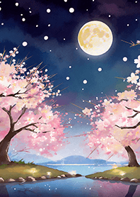 Beautiful night cherry blossoms#951