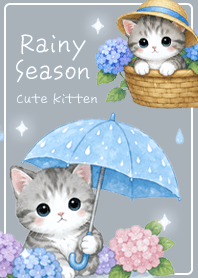 blue Rain, hydrangeas, and kittens