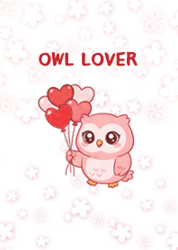 Lovely pink baby owl in Love
