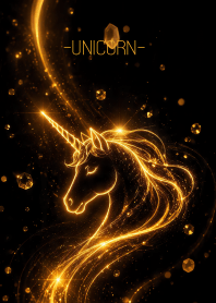 Gold Unicorn In black Theme