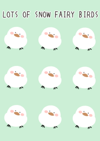 LOTS OF SNOW FAIRY BIRDS-LIGHT MINTj