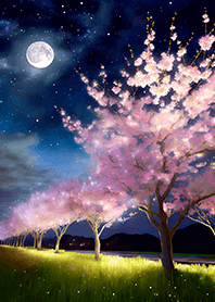 Beautiful night cherry blossoms#1238