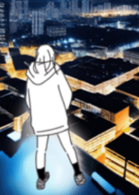 Fashionable, cute, girls and starry sky