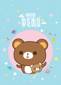 Brown Bear Cute Galaxy Blue