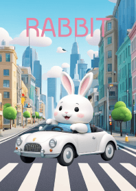 Cute White Rabbit in City Theme (JP)