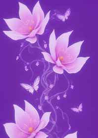 Dreamy Purple Flowers Butterflies PHlhy