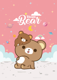 หมีน้ำตาล เลิฟๆ สีชมพู