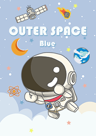 浩瀚宇宙 可愛寶貝太空人 太空船 夜空 藍色