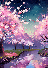 Beautiful night cherry blossoms#682