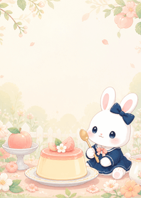 Navy White Rabbit Peach Pudding