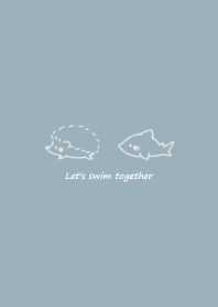 Hedgehog and Shark -blue- swim