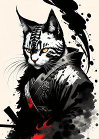 Ink wash cat samurai 58AfE1