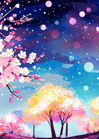 Beautiful night cherry blossoms#1359