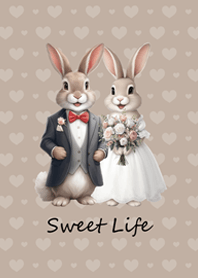 ウサギの結婚披露宴(茶色)