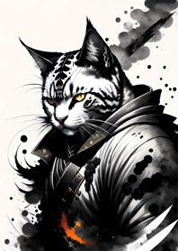 Ink wash cat samurai a817c9