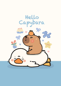Capybara with goose!!