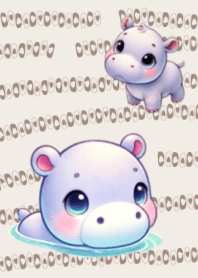Cute Hippo Brown Warm Cozy LINE Theme