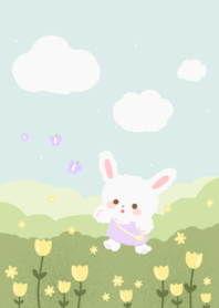 a white rabbit in garden