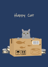 喜歡紙箱(灰色貓咪)