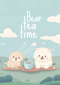 cute bear and tea time