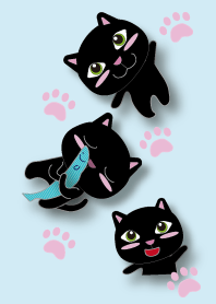 Cute black cat line theme.
