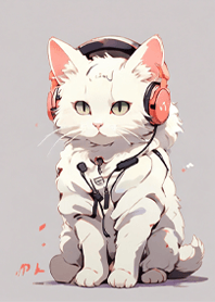cat listening to music