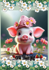 little pig and flower