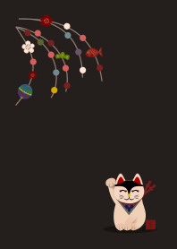 [改] 和柄04 招き猫 + 檳榔子染色