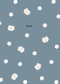 cute bears & flowers - dull blue&beige