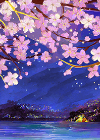 Beautiful night cherry blossoms#831