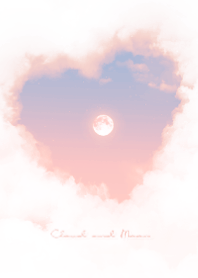 Heart Cloud & Moon  - blue & pink 13
