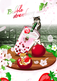 Bubble strawberry milk 8(Shiba dogs)